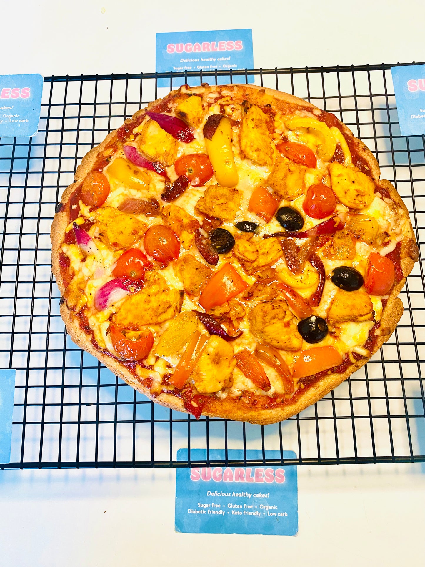 Keto High Protein Chicken Supreme Pizza, Gluten and grain free