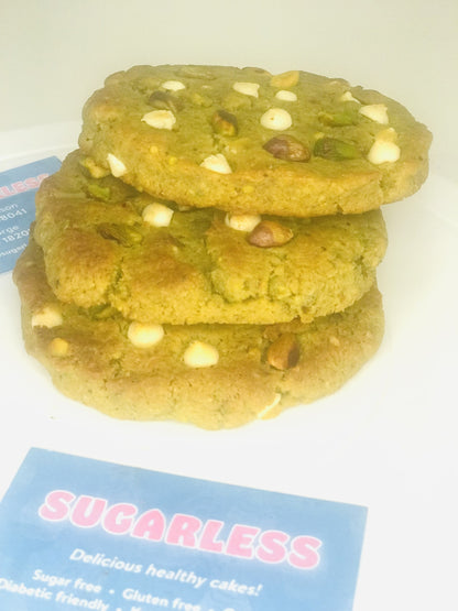 KETO PISTACHIO AND WHITE CHOCOLATE COOKIES (Not Freezer Friendly)